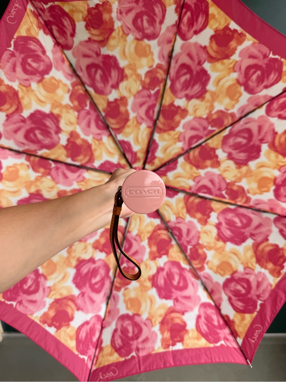 Coach Umbrella Poppy Flowers Folding Travel Mini Floral UV protection